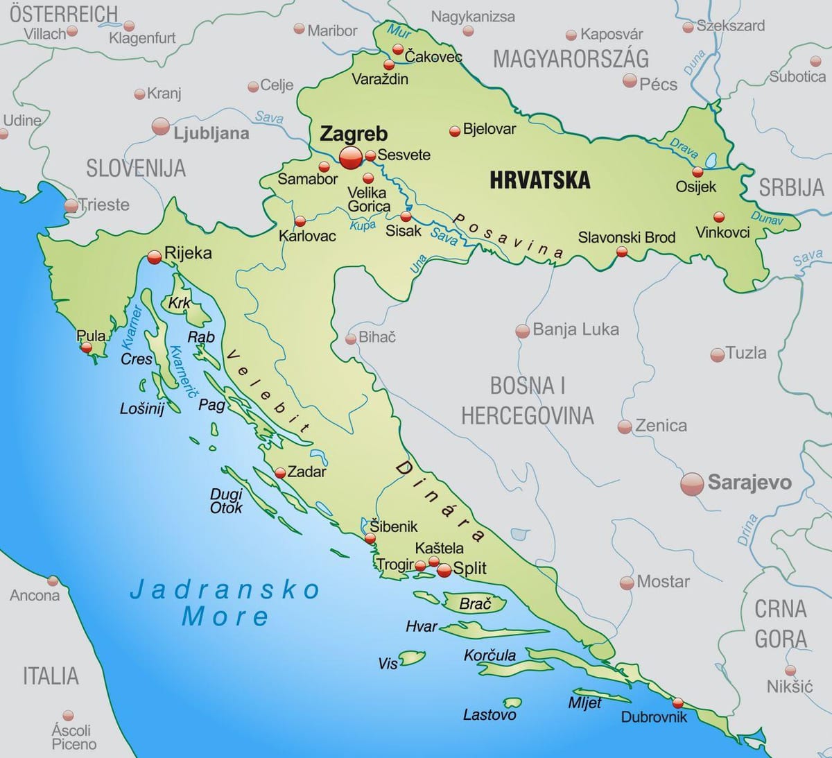 Северна Хърватия карта