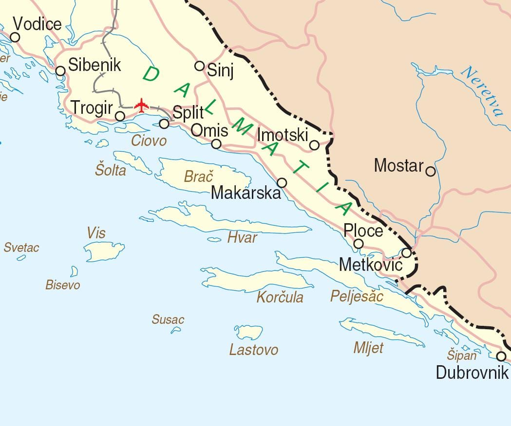 карта на Южна Хърватия