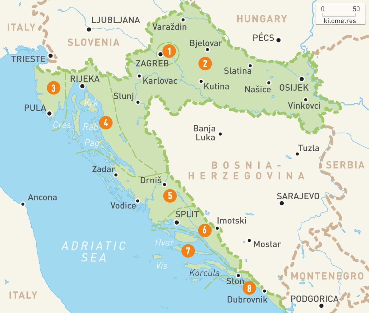 карта карта на улиците на града, Хърватска