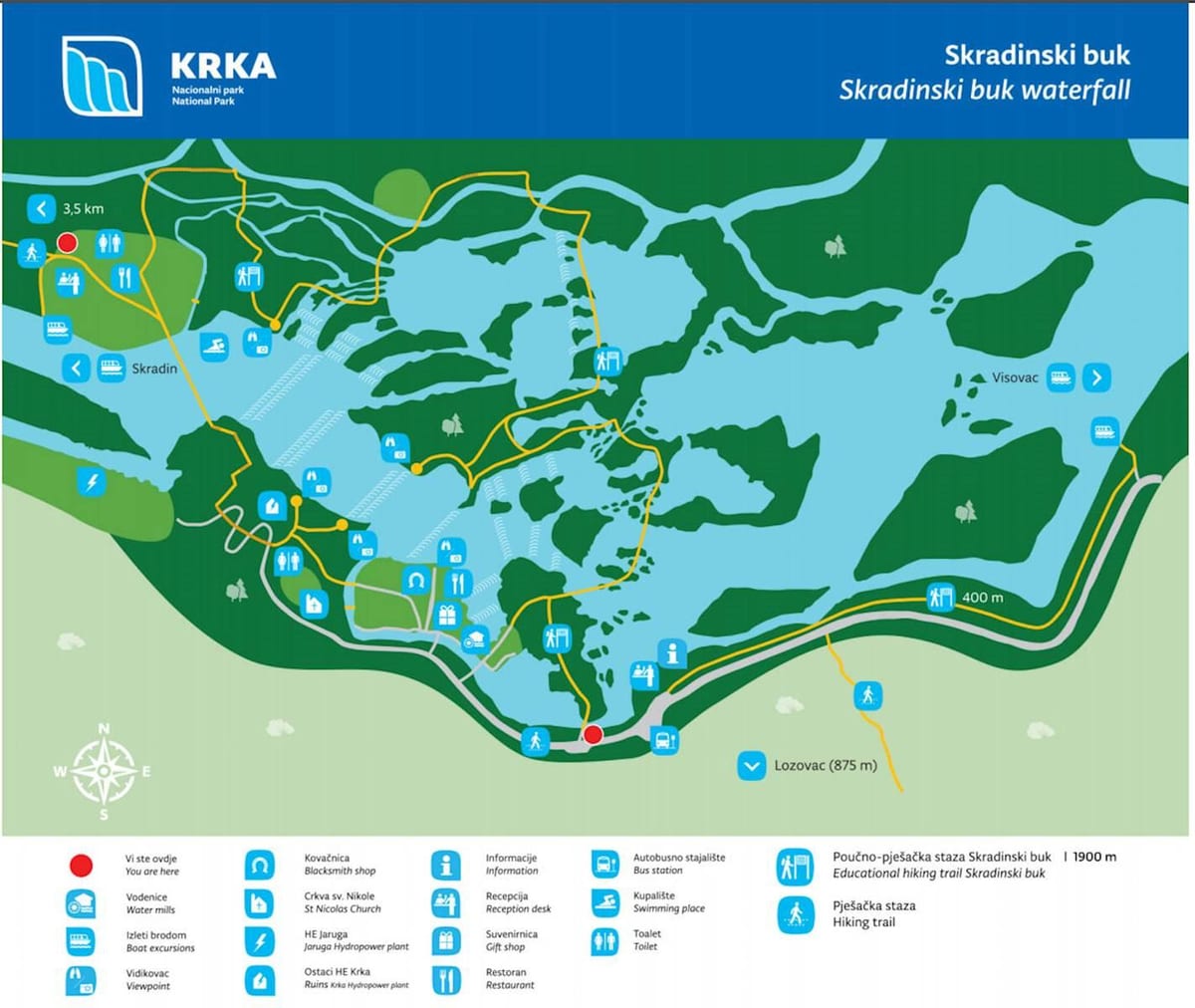 национален парк крка Хърватия карта