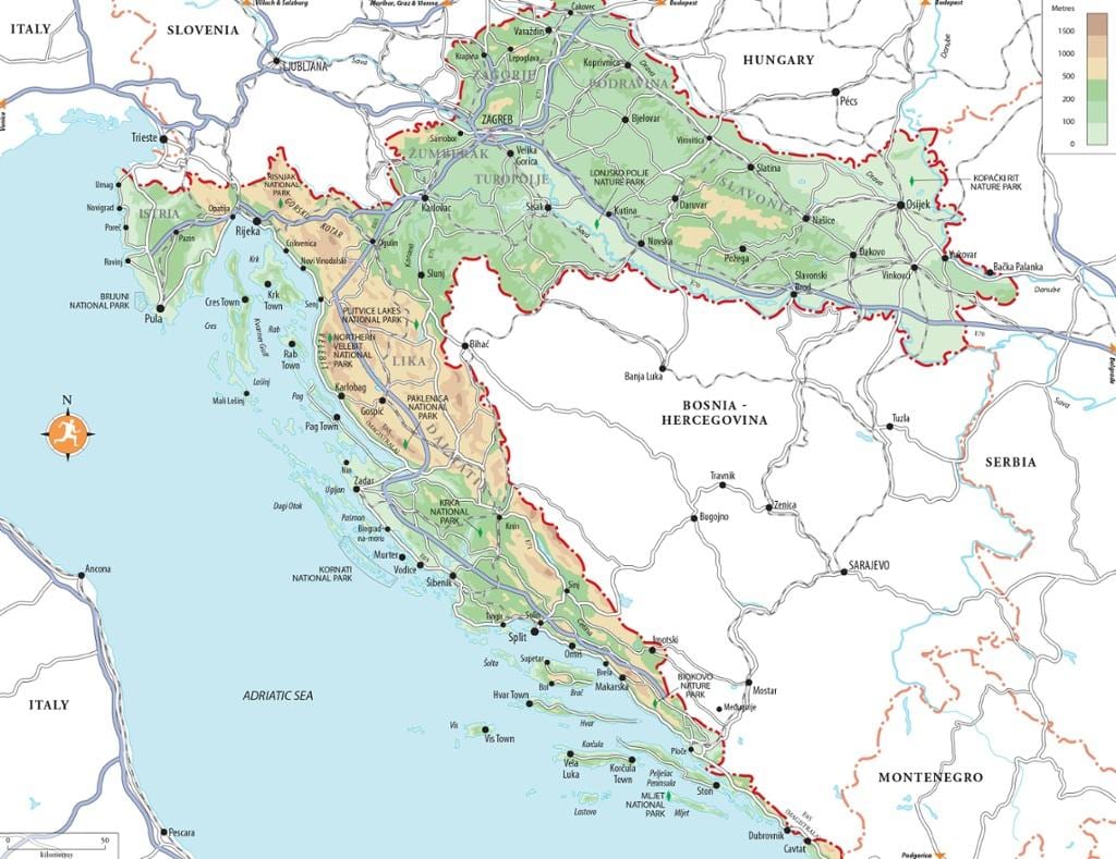 плажни курорти на Хърватия карта