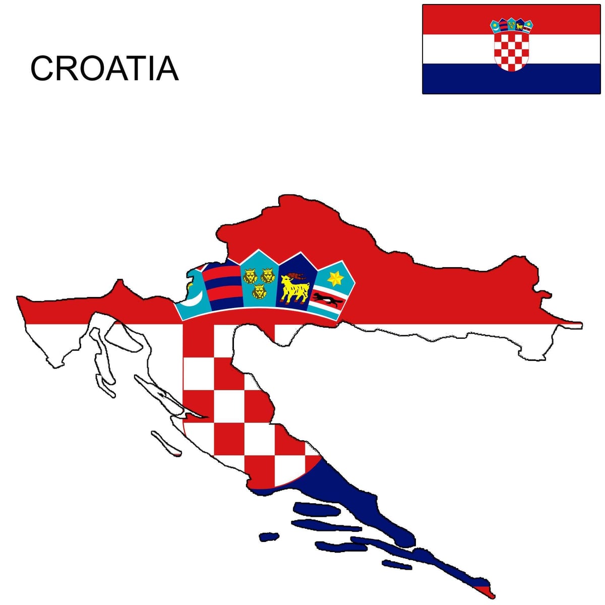 флаг на картата на Хърватия 