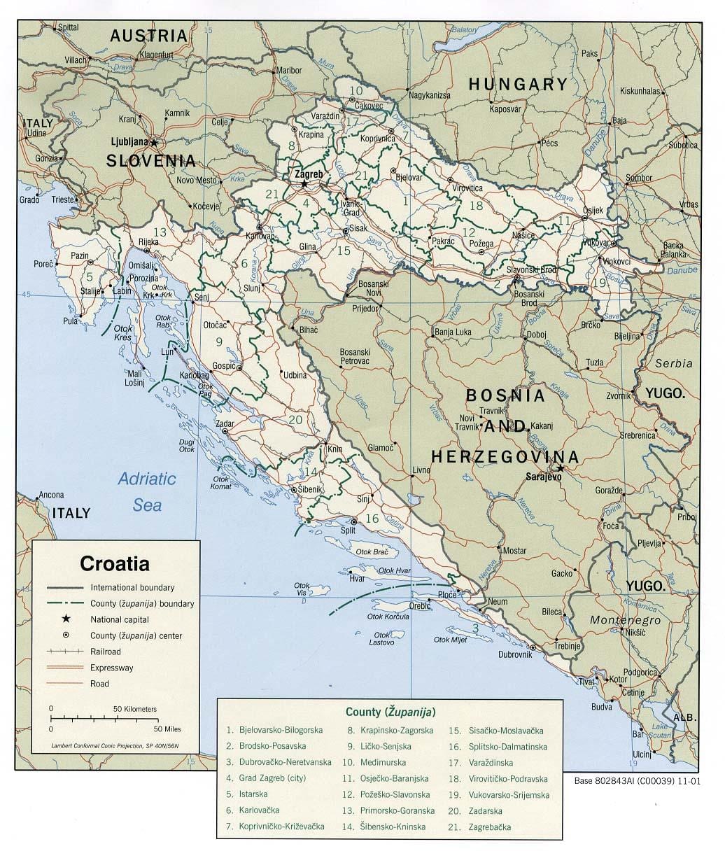 хърватски пристанища на картата