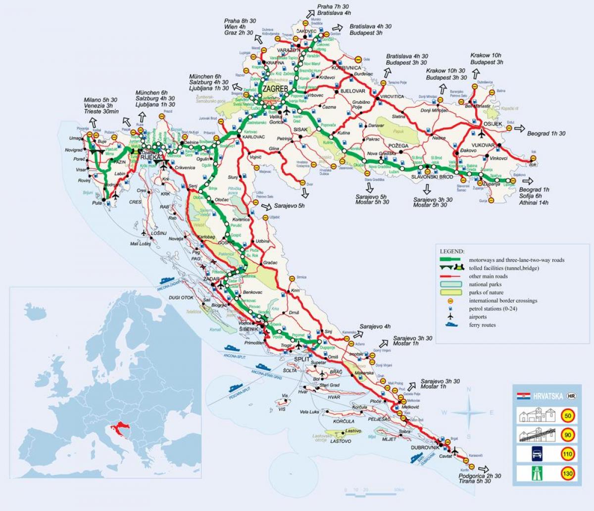 карта на Хърватия влак