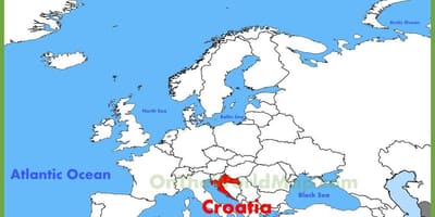Местоположение на Хърватия върху картата на света