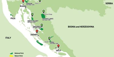 Карта на националните паркове на Хърватия 