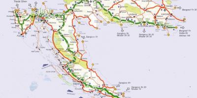 Подробна карта на пътищата в Хърватия
